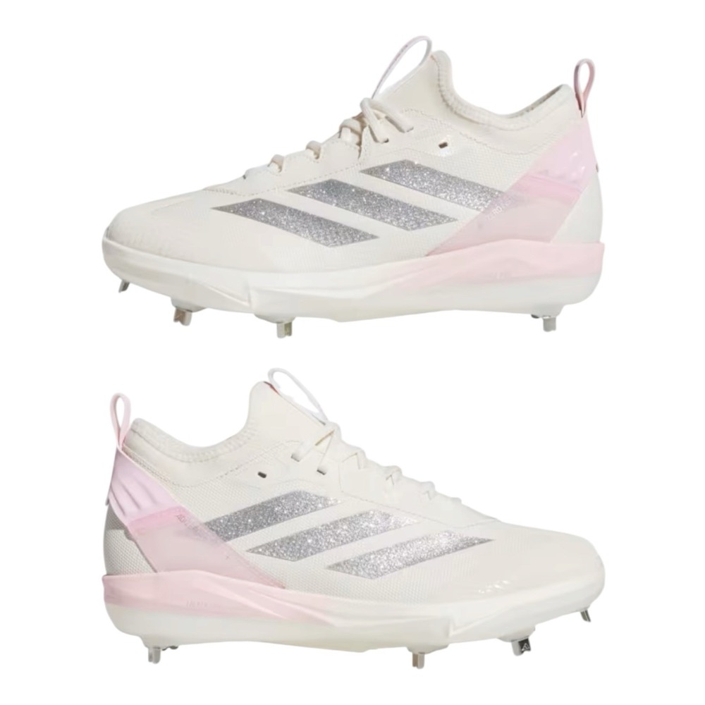 Adidas Adizero Instinct+ 2.0 Softball Metal Cleats White Pink Silver Women Sz 8